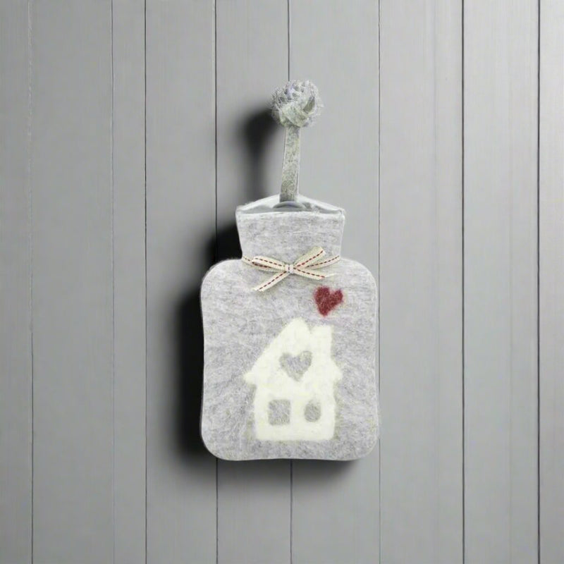 Mini Hot Water Bottle - House Grey