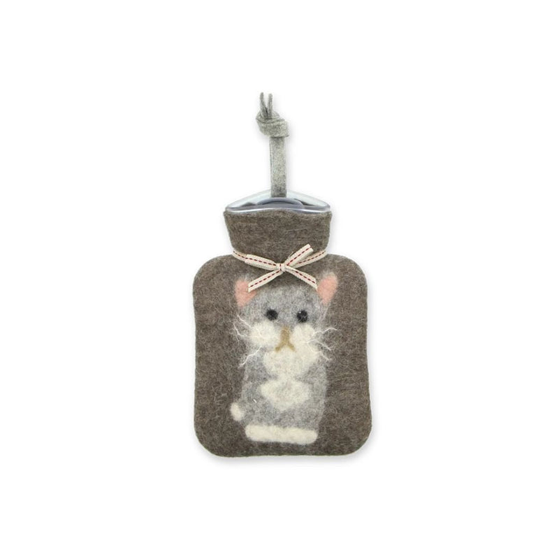 Mini Hot Water Bottle - Kitty Grey