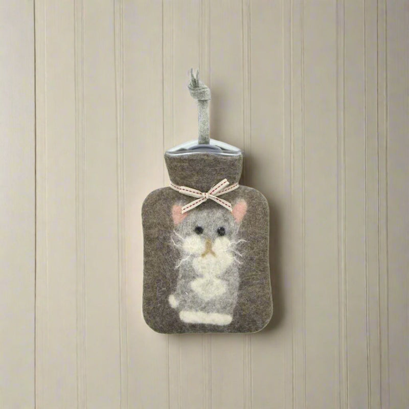 Mini Hot Water Bottle - Kitty Grey