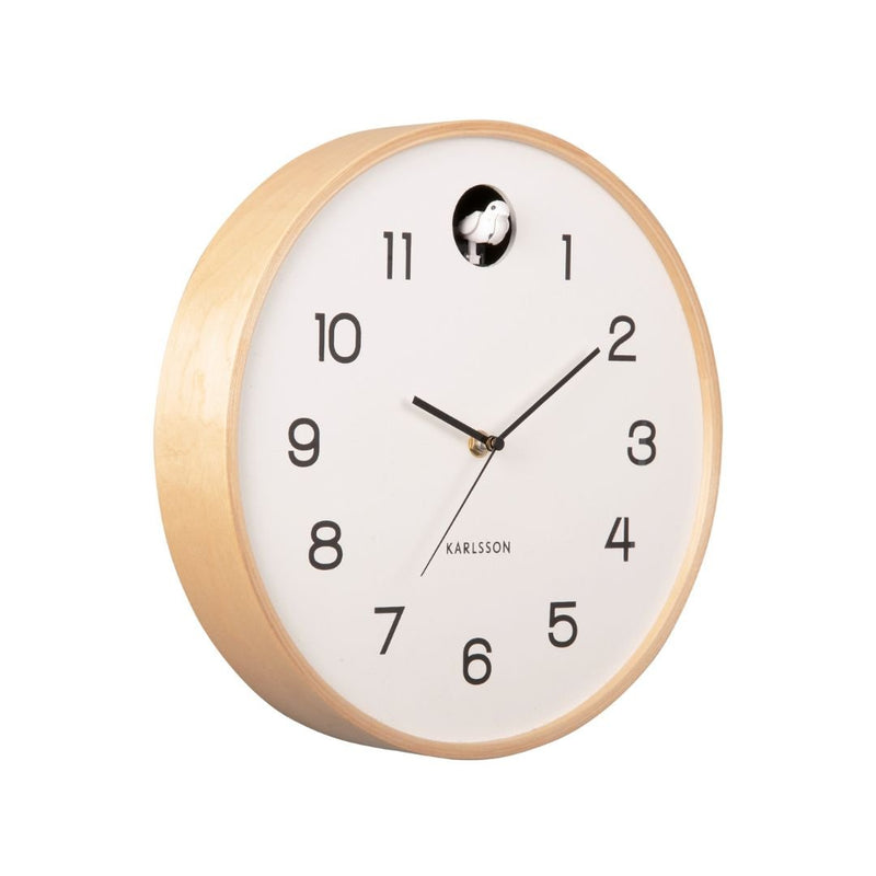 Modern Cuckoo Clock Birch - White