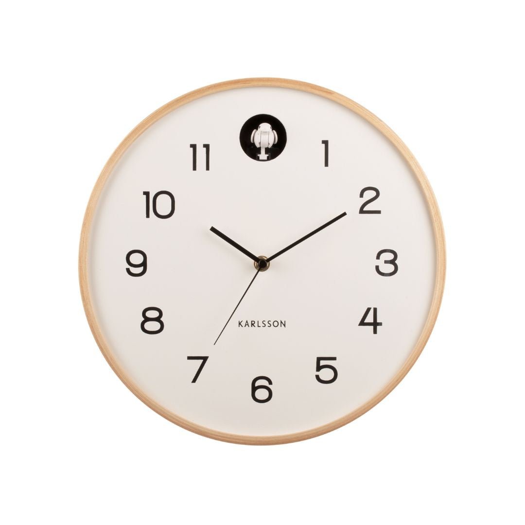 Modern Cuckoo Clock Birch - White