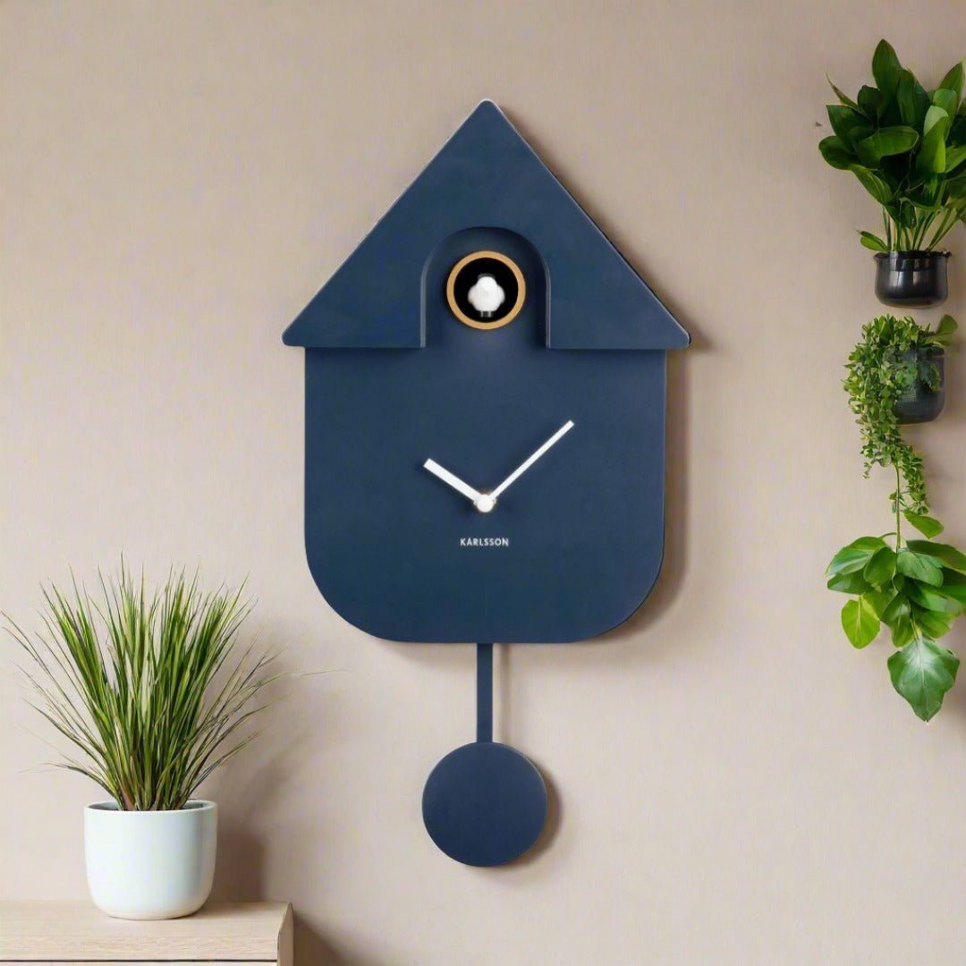 Modern Cuckoo Wall Clock Dark Blue