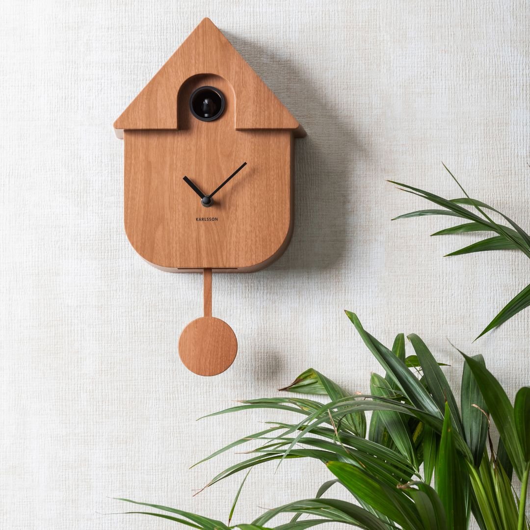 Modern Cuckoo Wall Clock Dark Wood