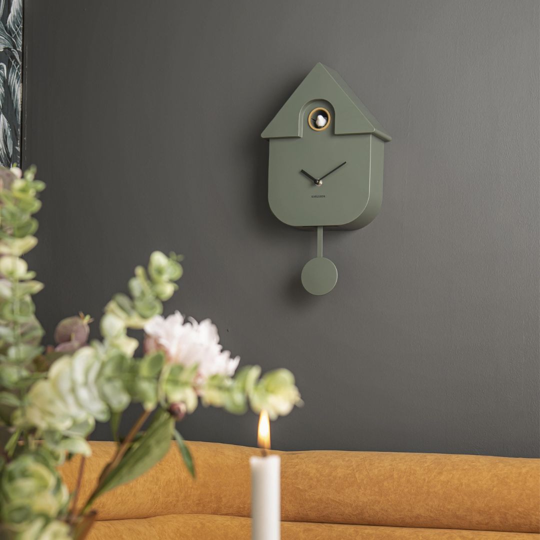 Modern Cuckoo Wall Clock Green