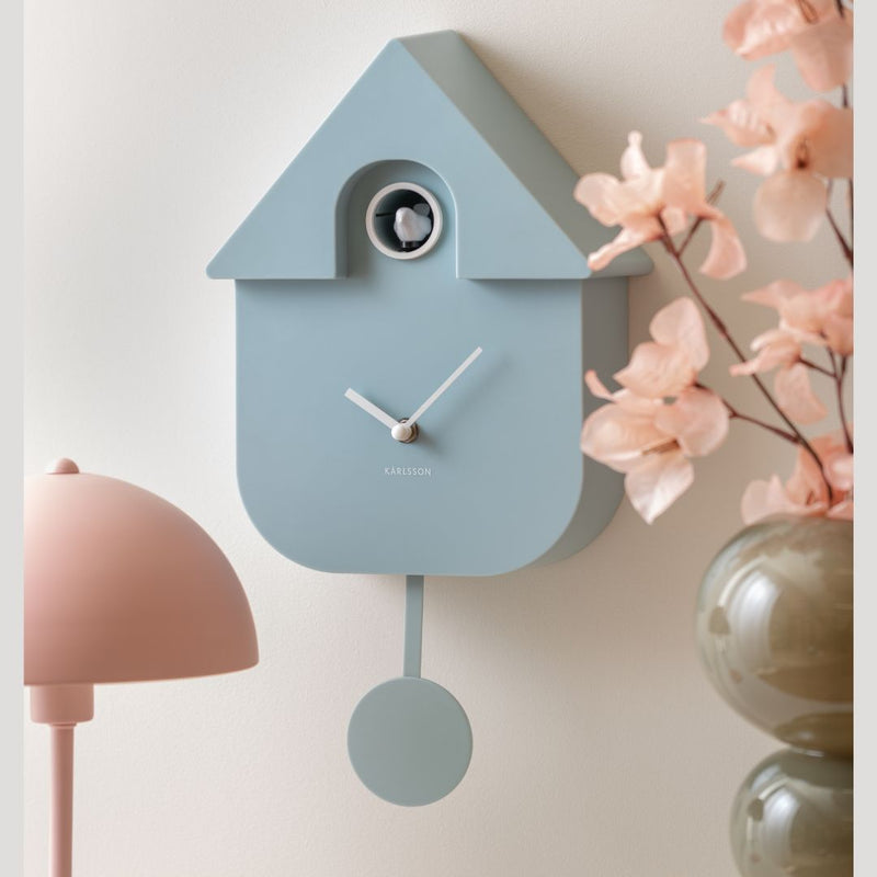 Modern Cuckoo Wall Clock Light Blue