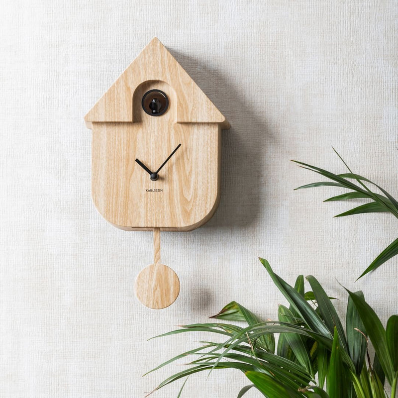 Modern Cuckoo Wall Clock Light Wood