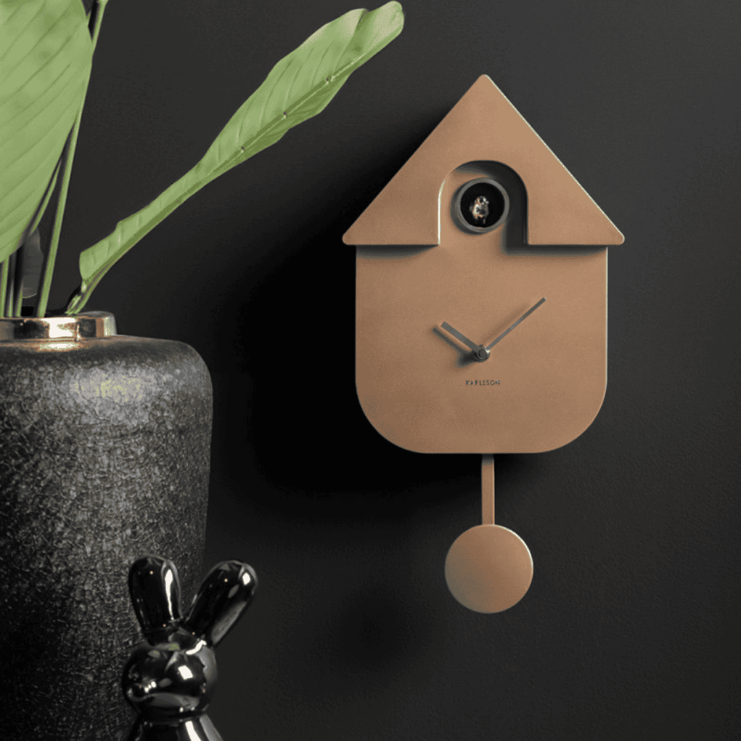 Modern Cuckoo Wall Clock Metallic Rose Gold