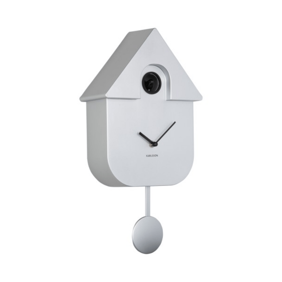 Modern Cuckoo Wall Clock Metallic Silver