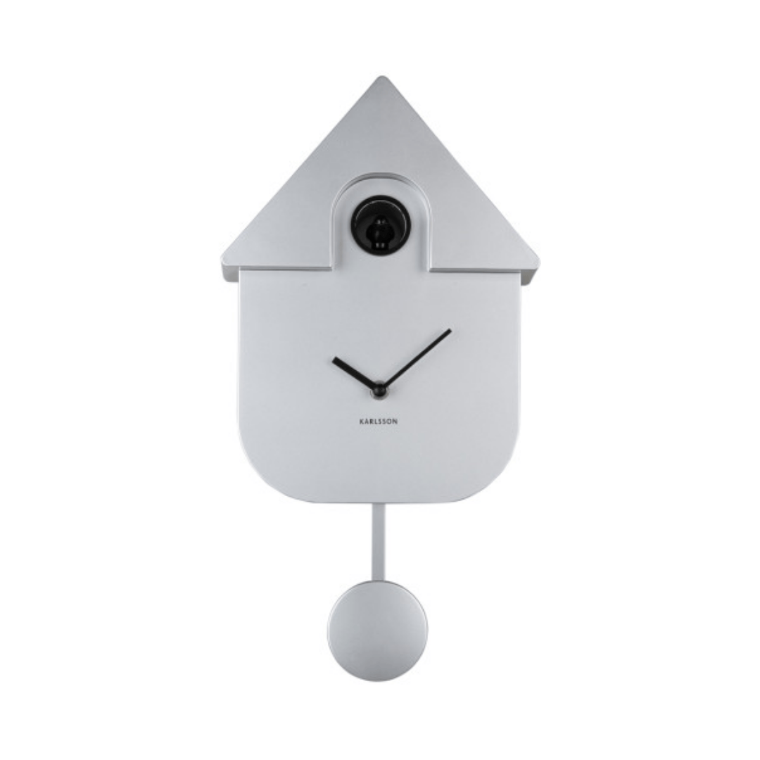 Modern Cuckoo Wall Clock Metallic Silver