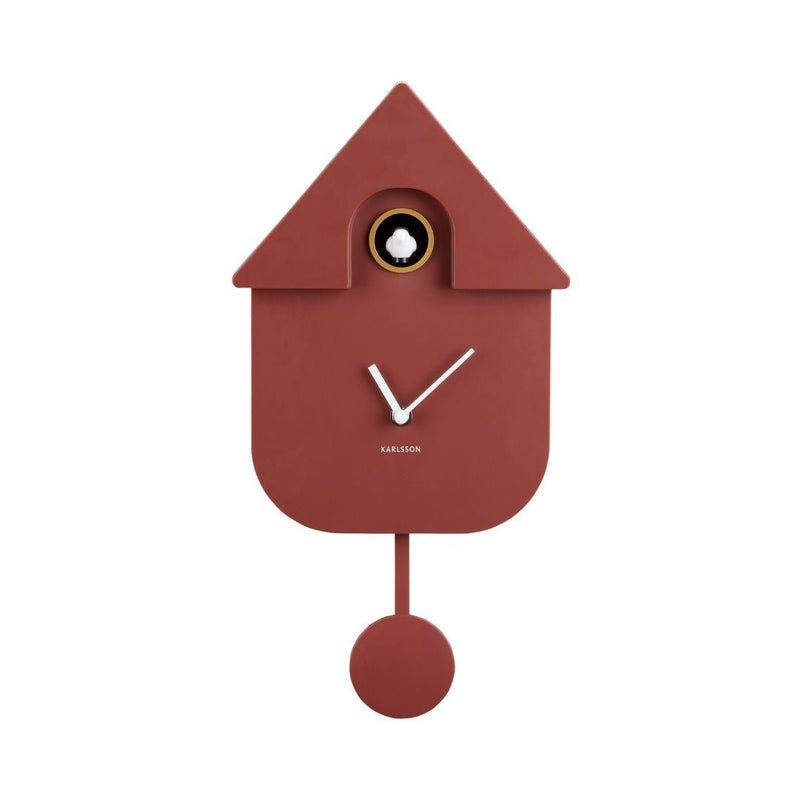 Modern Cuckoo Wall Clock Ochre Red