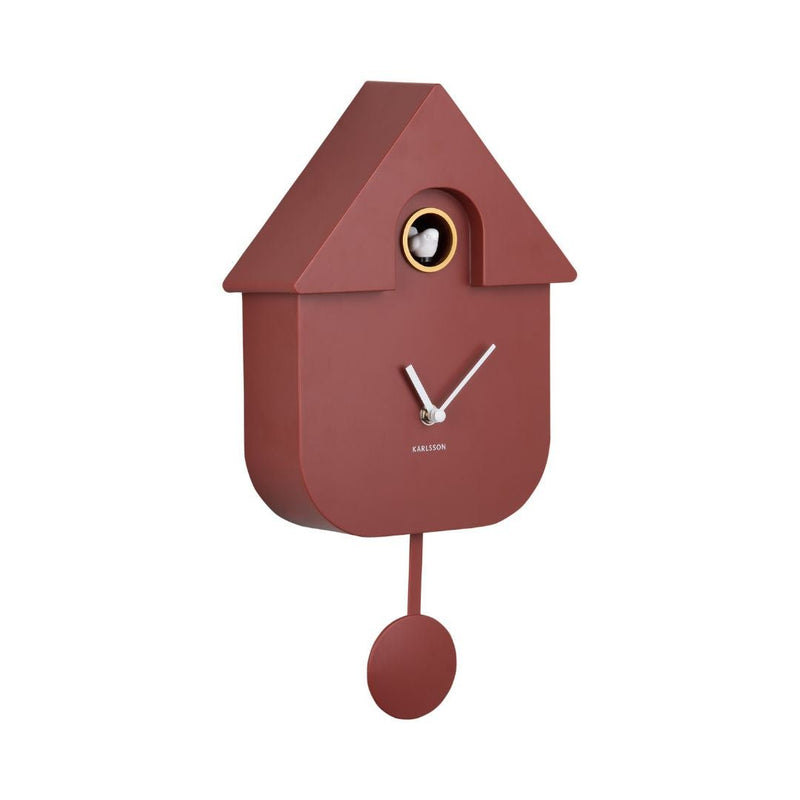 Modern Cuckoo Wall Clock Ochre Red