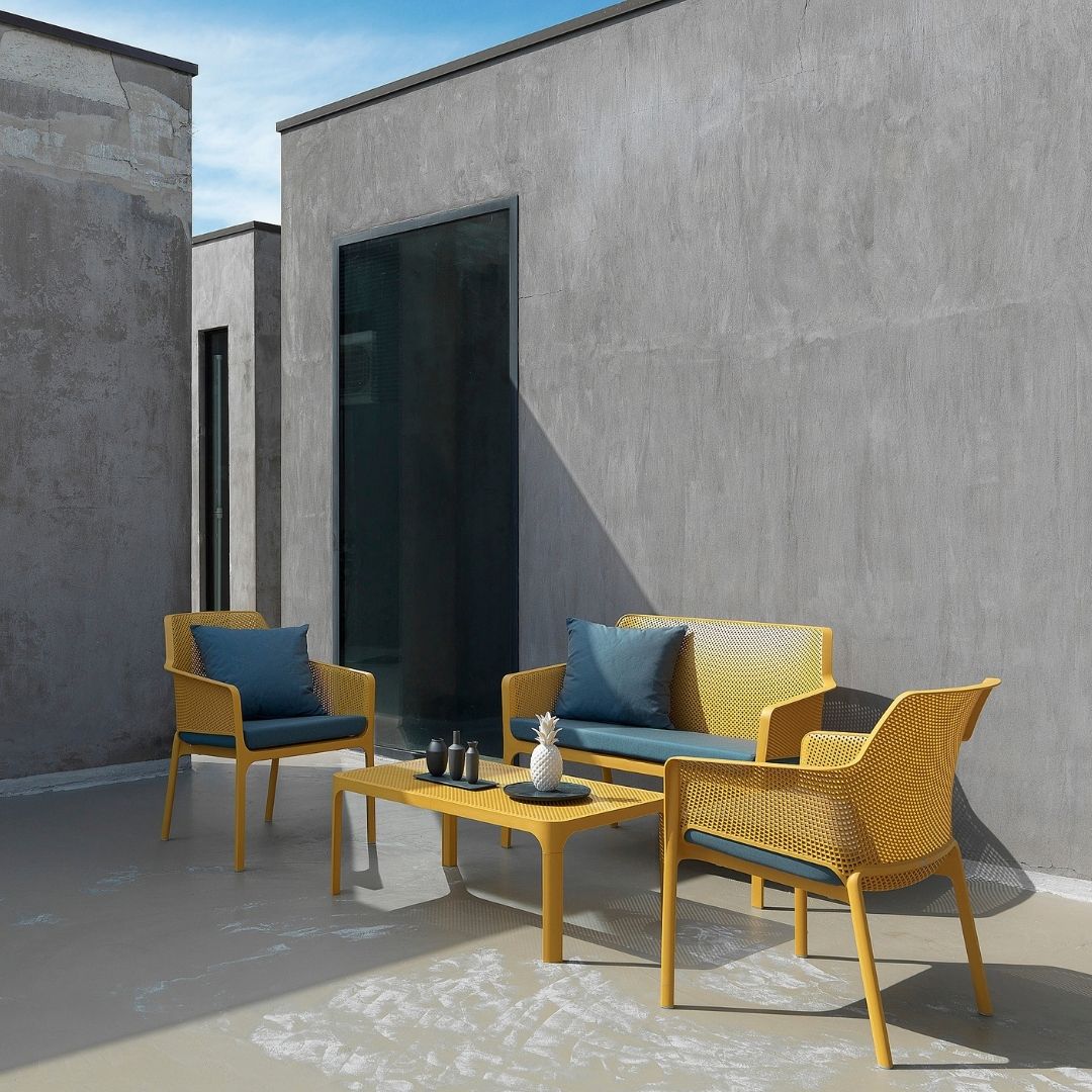 Net 4 Seat Garden Lounge Furniture Set Senape - Mustard
