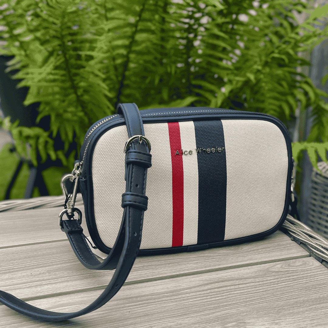 Navy Stripe Madrid Crossbody Bag