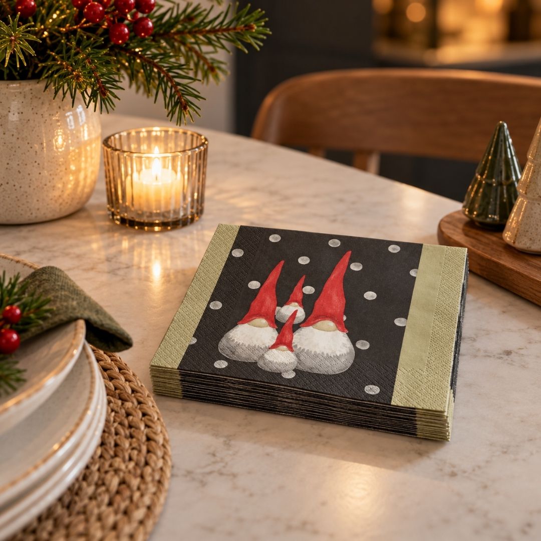 Christmas Paper Napkins Santa High Hat 25x25cm