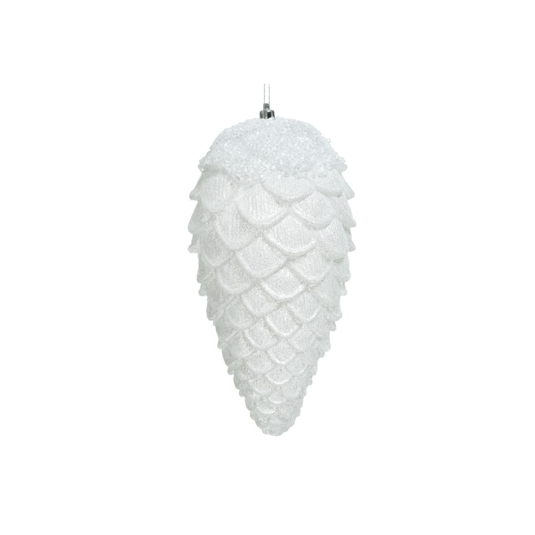Christmas Pine Cone - White Glitter