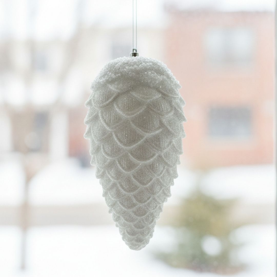 Christmas Pine Cone - White Glitter