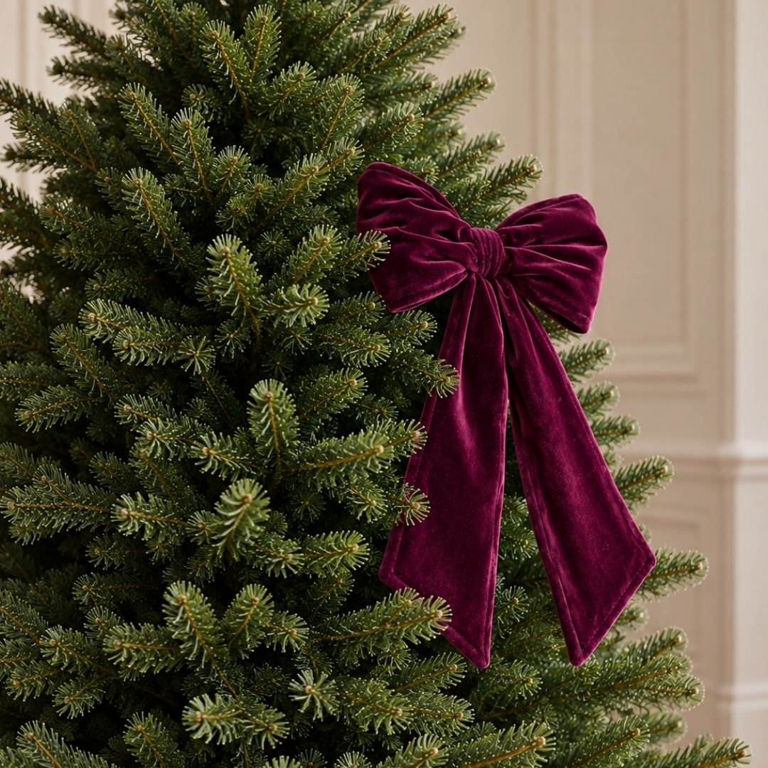 Plum Velvet Bow Double Sided
