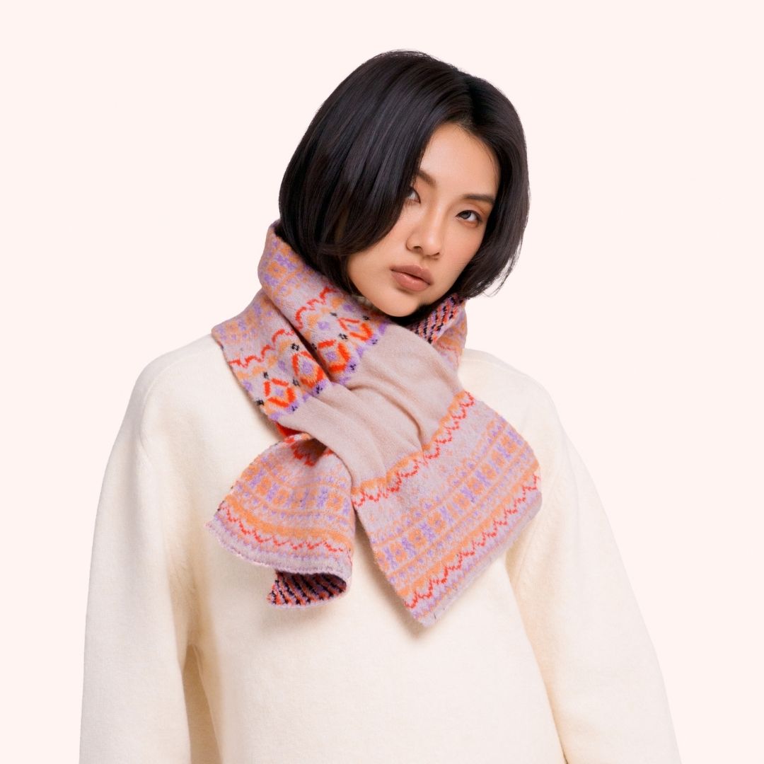 Fair Isle Scarf - Cream Mix