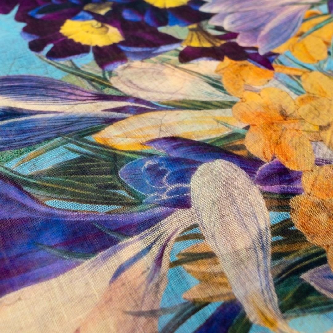 Linen/Cotton Mix Scarf - Spring Flora
