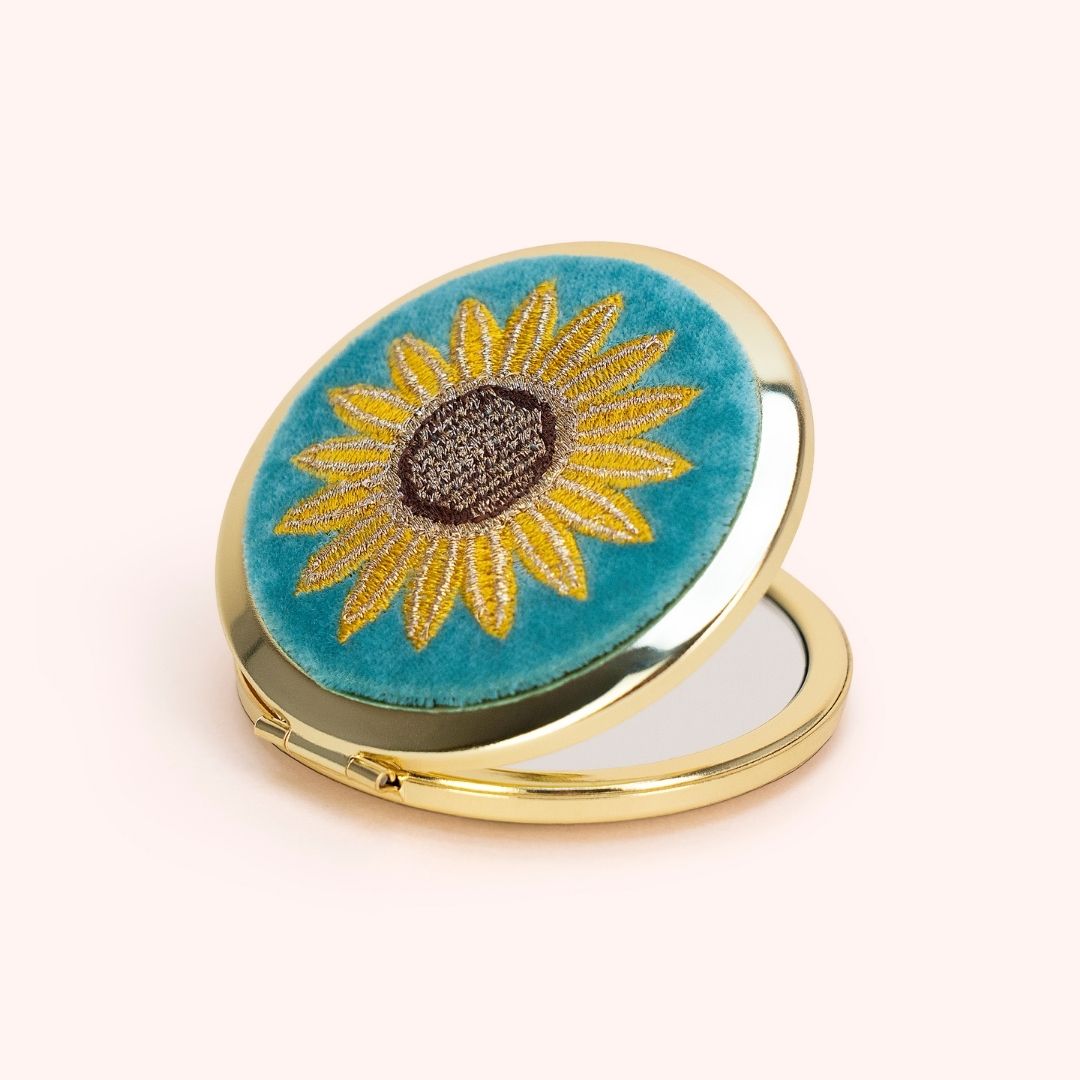 Embroidered Compact Mirror - Summer Sunflower