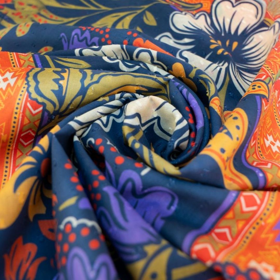 Cotton Scarf - Trailing Floral Blue