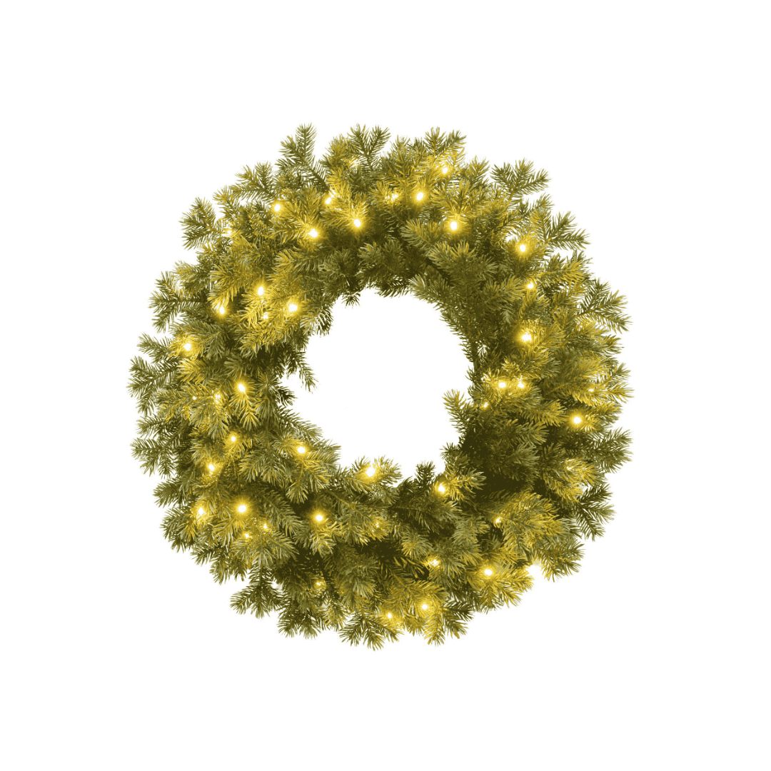 Pre - Lit Christmas Wreath Woburn Fir Green