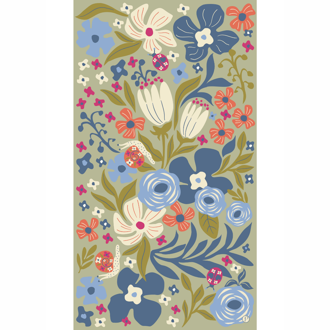 Print Scarf - Garden Friends in Wild Flowers