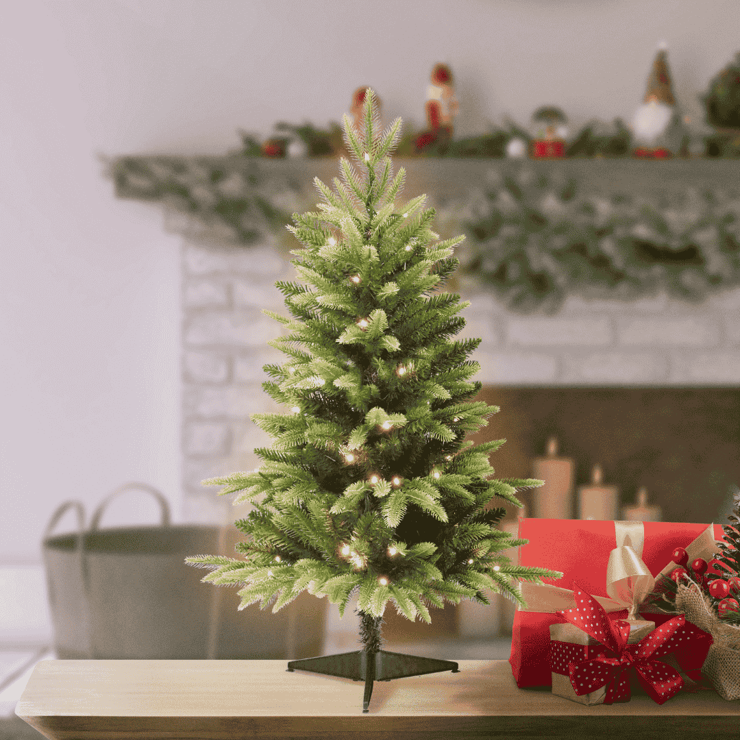 3ft Mini Pre-Lit Parque Green Artificial Christmas Tree