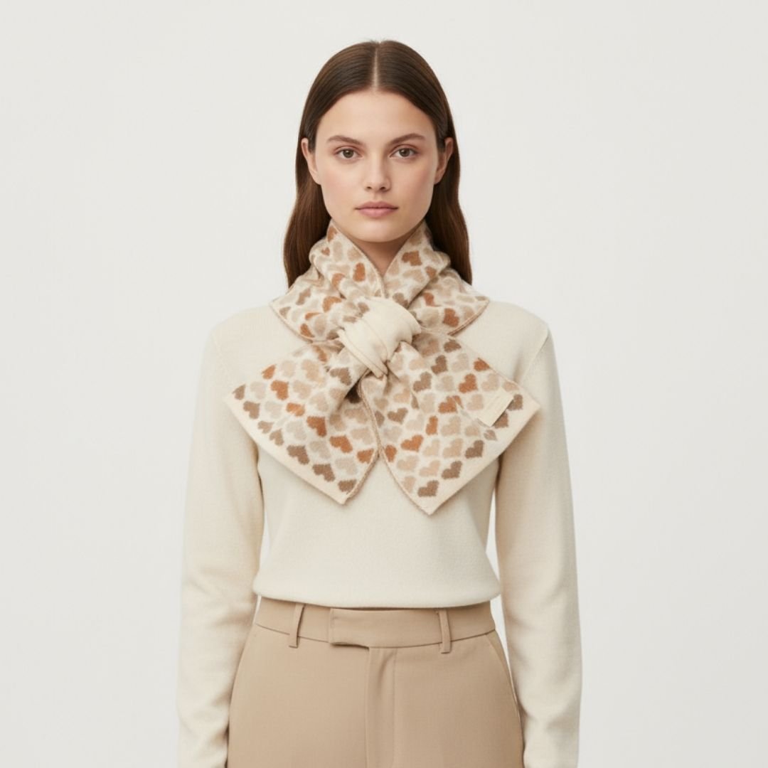 Pull Through Scarf - Hearts Taupe