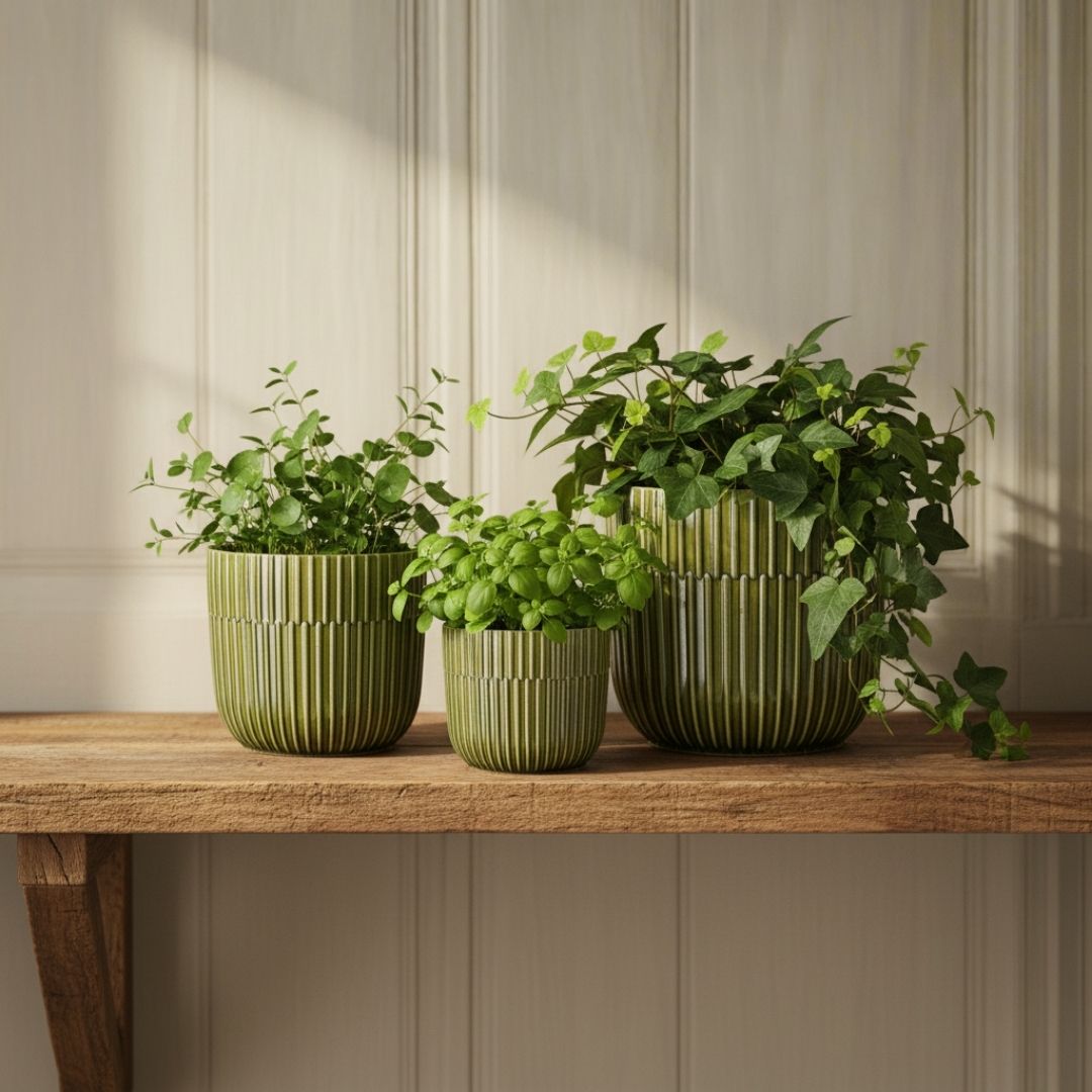 Sara Indoor Pot Round Green