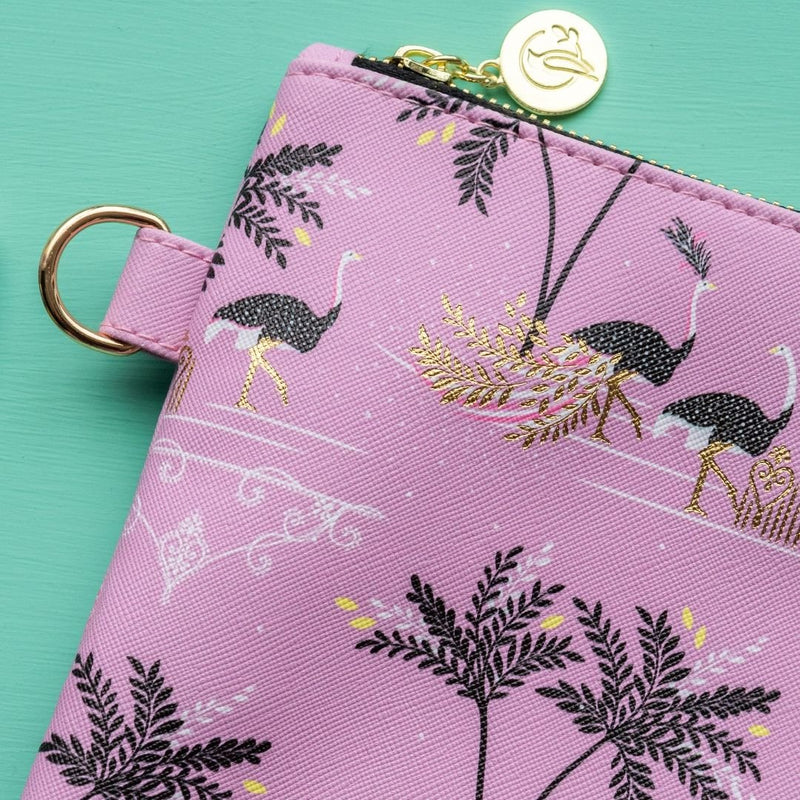 Sara Miller Pouch Ostrich & Palms