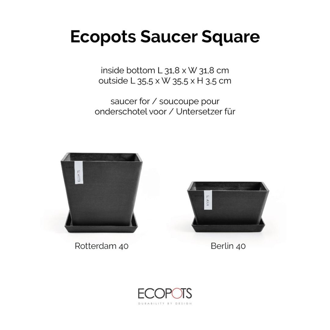 Ecopots Saucer Square Dark Grey