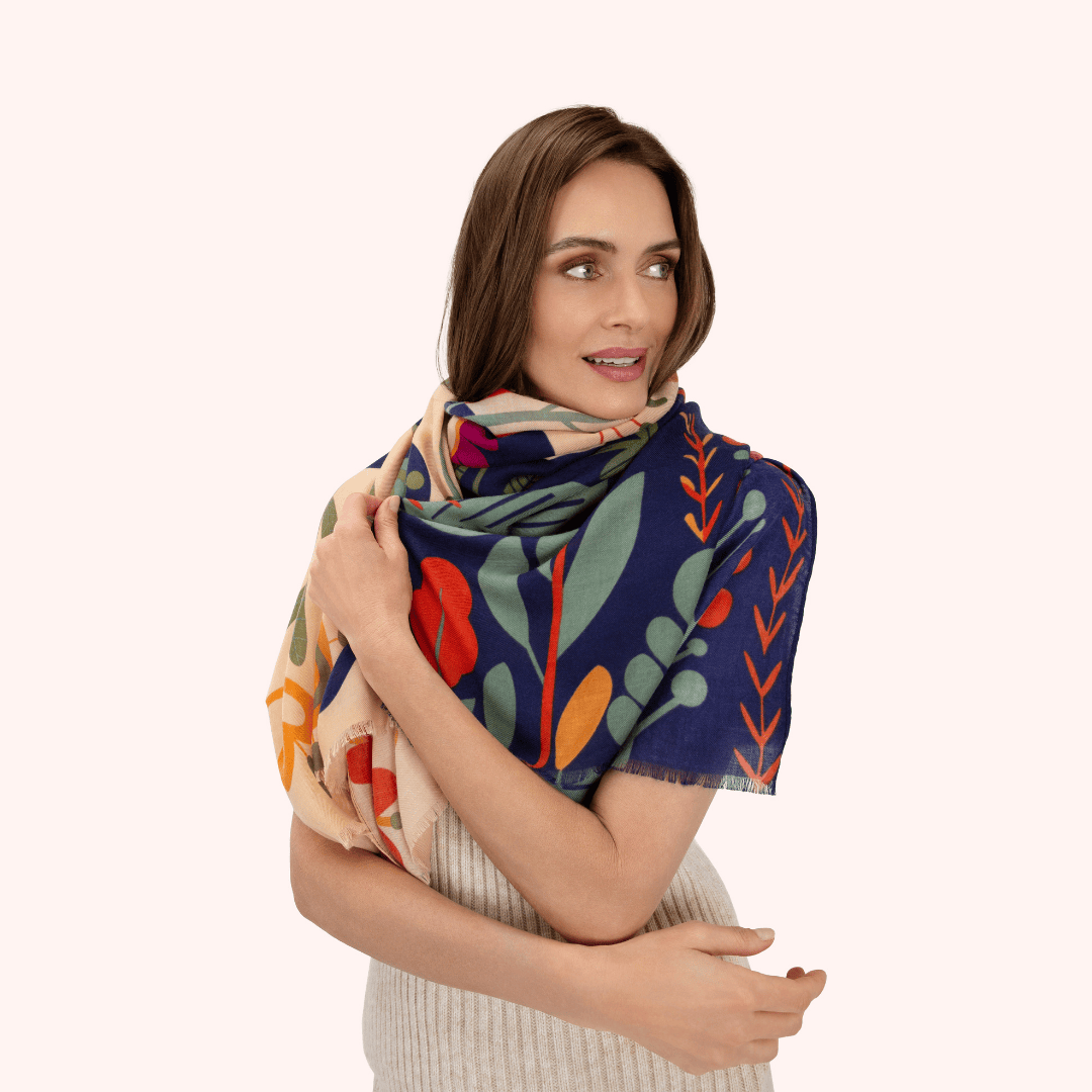 Scandi Two - Tone Floral Print Scarf