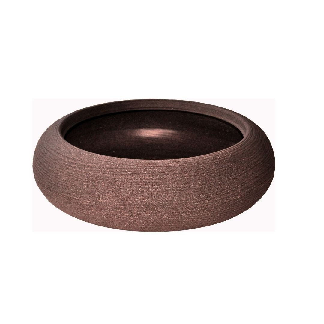 Shabby Low Bowl Planter - Brown