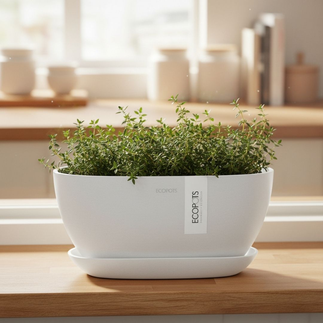 Ecopots Sofia Pure White Pot/Saucer