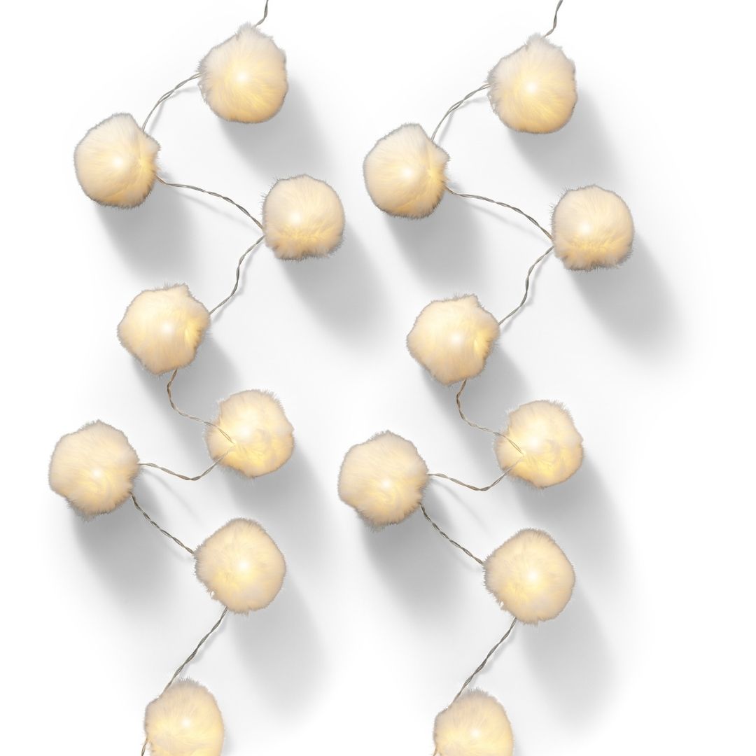 Christmas String Lights Pom Pom - Battery Operated