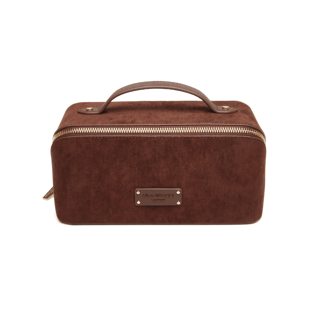 Suede Kensington Train Case - Chocolate