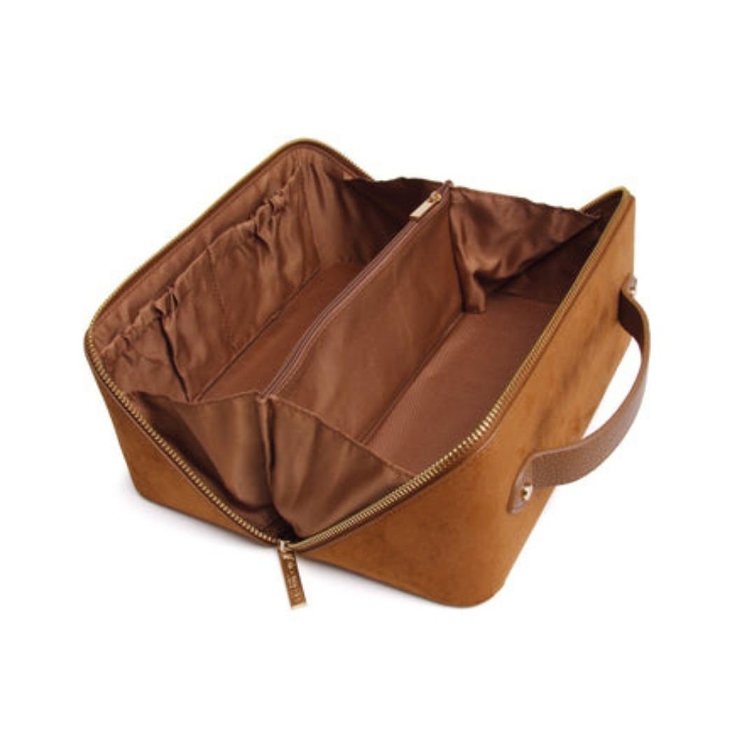 Suede Kensington Train Case - Fudge
