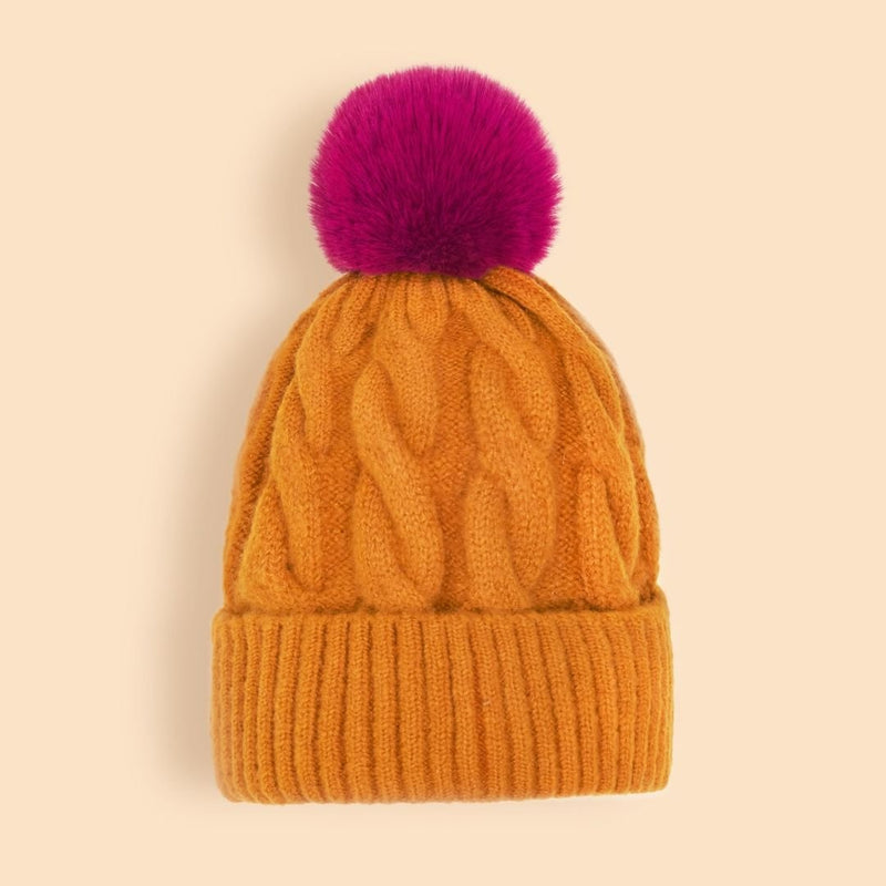 Svana Bobble Hat - Tangerine