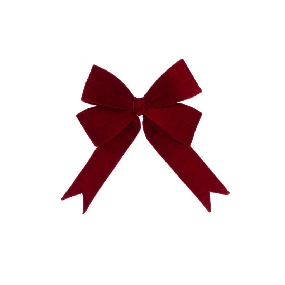 Christmas Velvet Wired Bow Clip On - Red