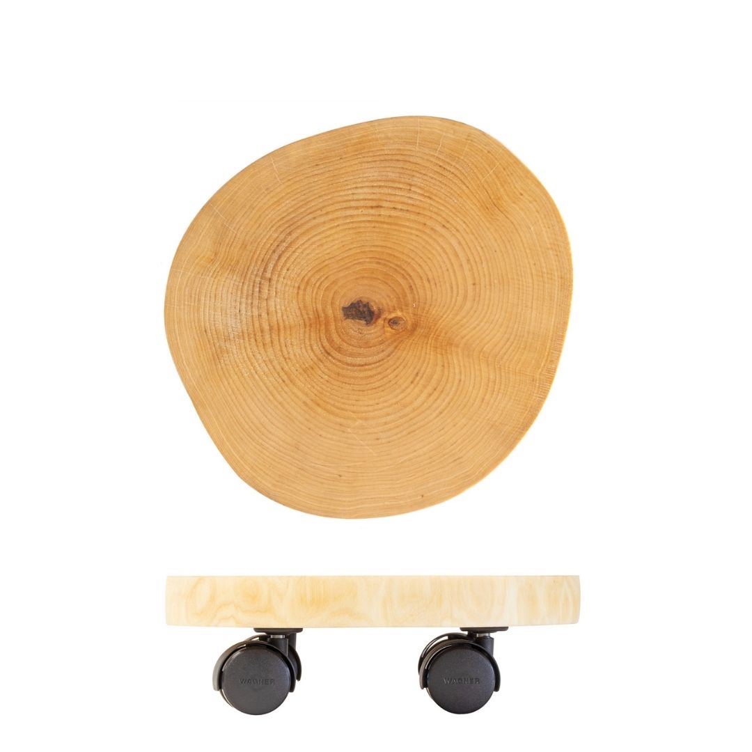 Plant Trolley Indoor Round Birch Wood