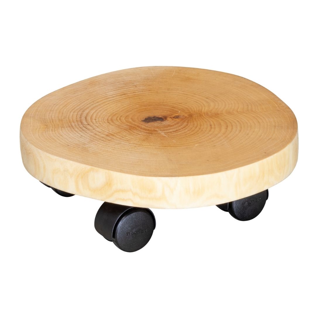 Plant Trolley Indoor Round Birch Wood