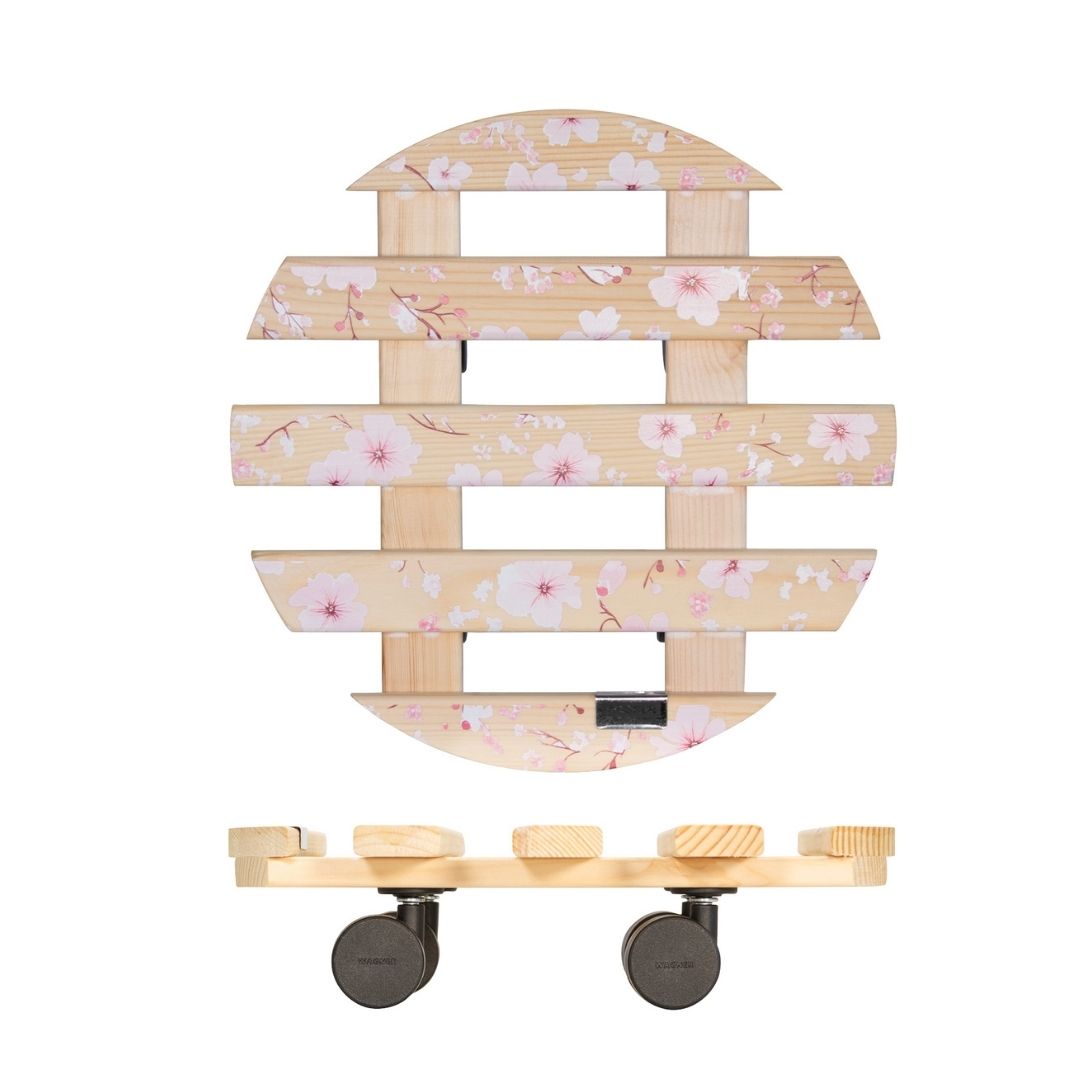 Plant Trolley Indoor Round Wood - Cherry Blossom