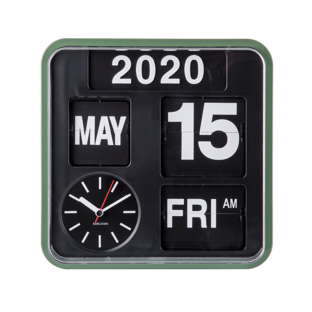 Wall Clock Mini Flip Green