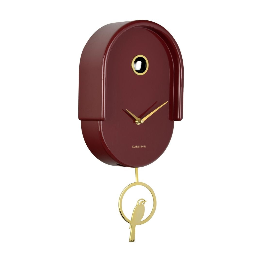 Wall Clock Tweet - Burgundy Red
