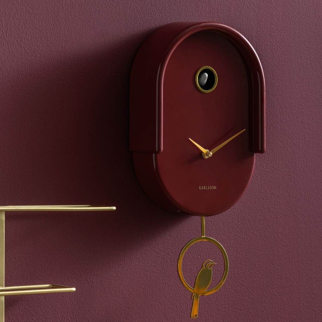 Wall Clock Tweet - Burgundy Red