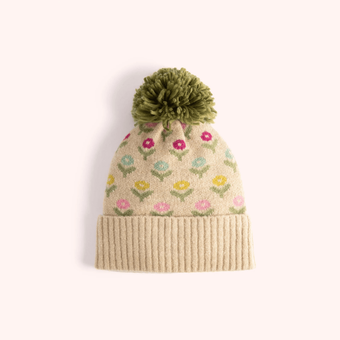 Willow Ditsy Flower Pompom Hat - Cream