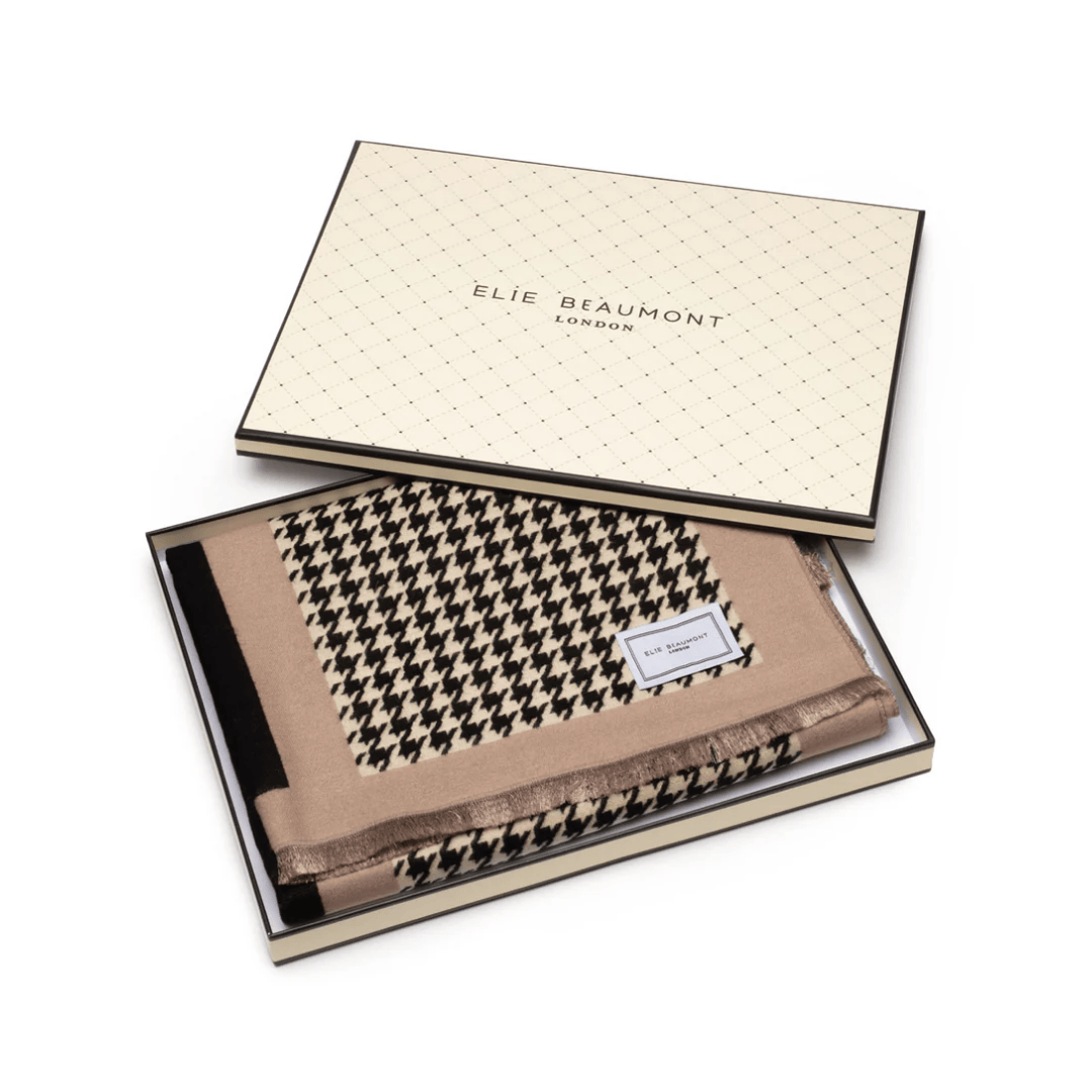 Winter Scarf Black Dogtooth Check