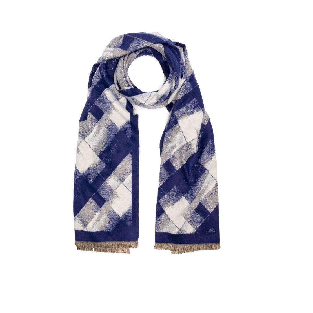 Winter Scarf Ink Blue Abstract