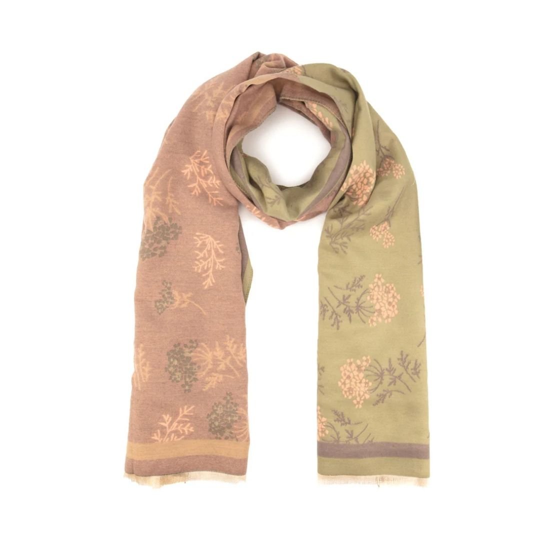 Winter Scarf Olive & Dusty Rose Floral